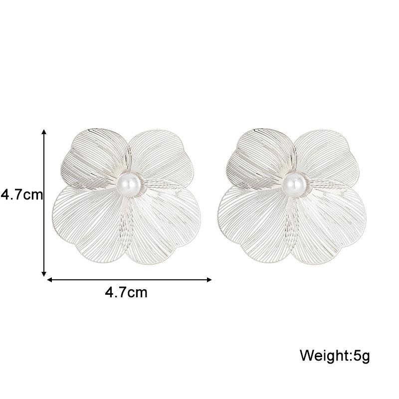 New Fashion Translucent Flower Stud Earrings for Women Acrylic Imitation Pearl Big Floral Korean Fairy Girls Lovely Ear Jewelry