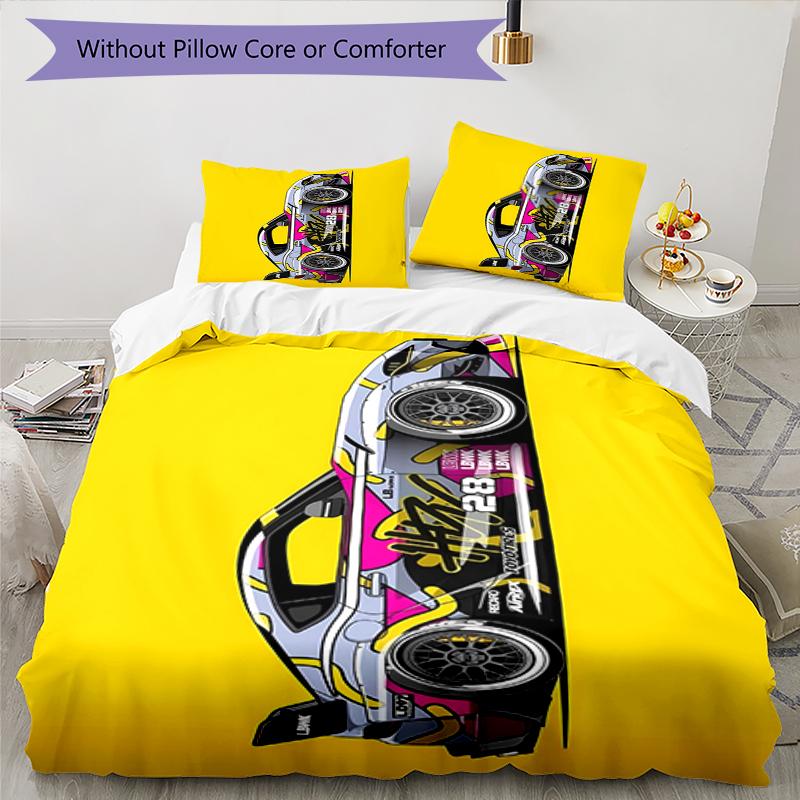 3pcs Racing Bedding Set Duvet Cover Closure Includes 1 Duvet Cover & 2 Pillowcases, Soft and Comfortable for All Seasons.
