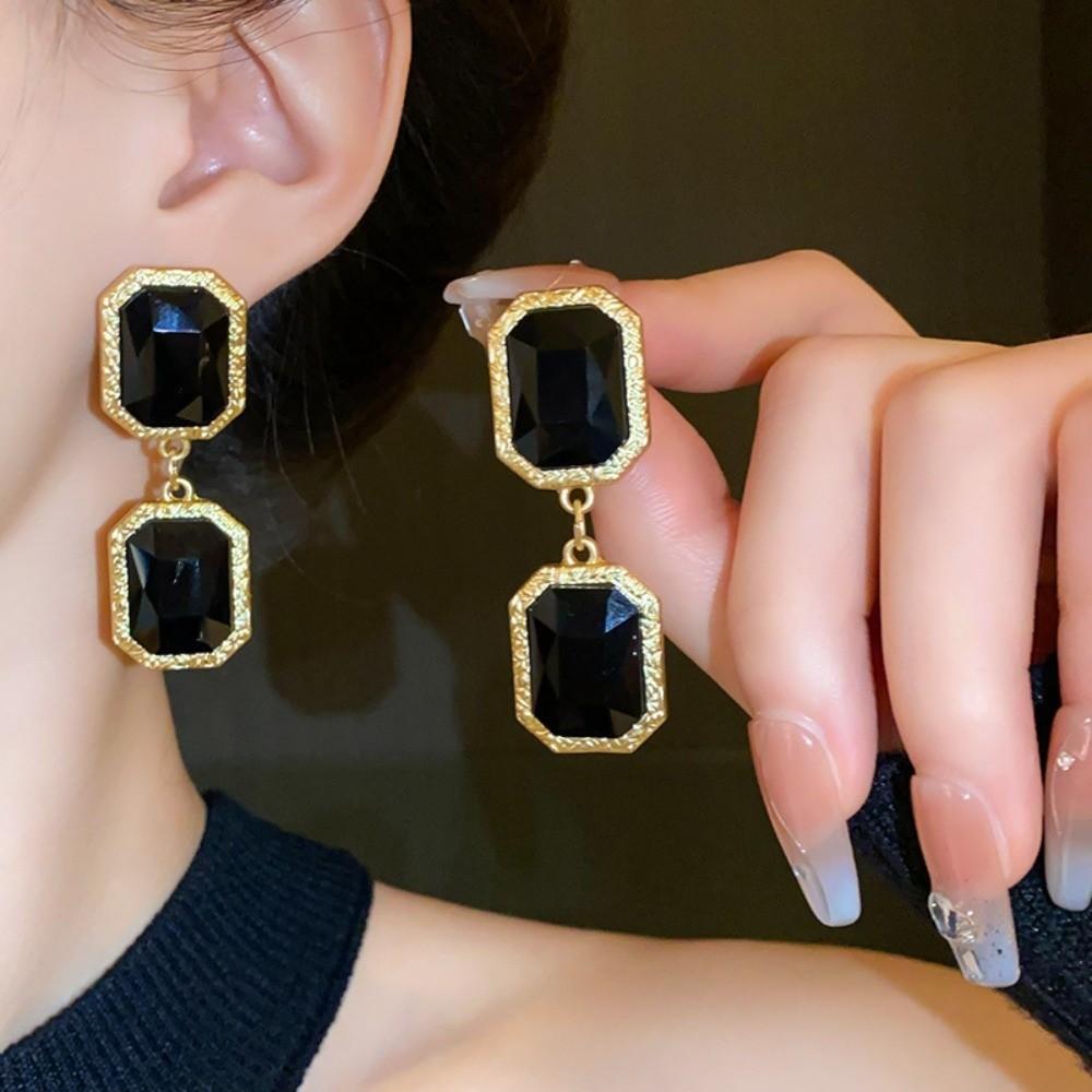 Медь Черный Геометрическое Ожерелье Цепочка на Ключицу Темный Стиль Цепочка на Шею Ретро Черные Серьги Вечеринка