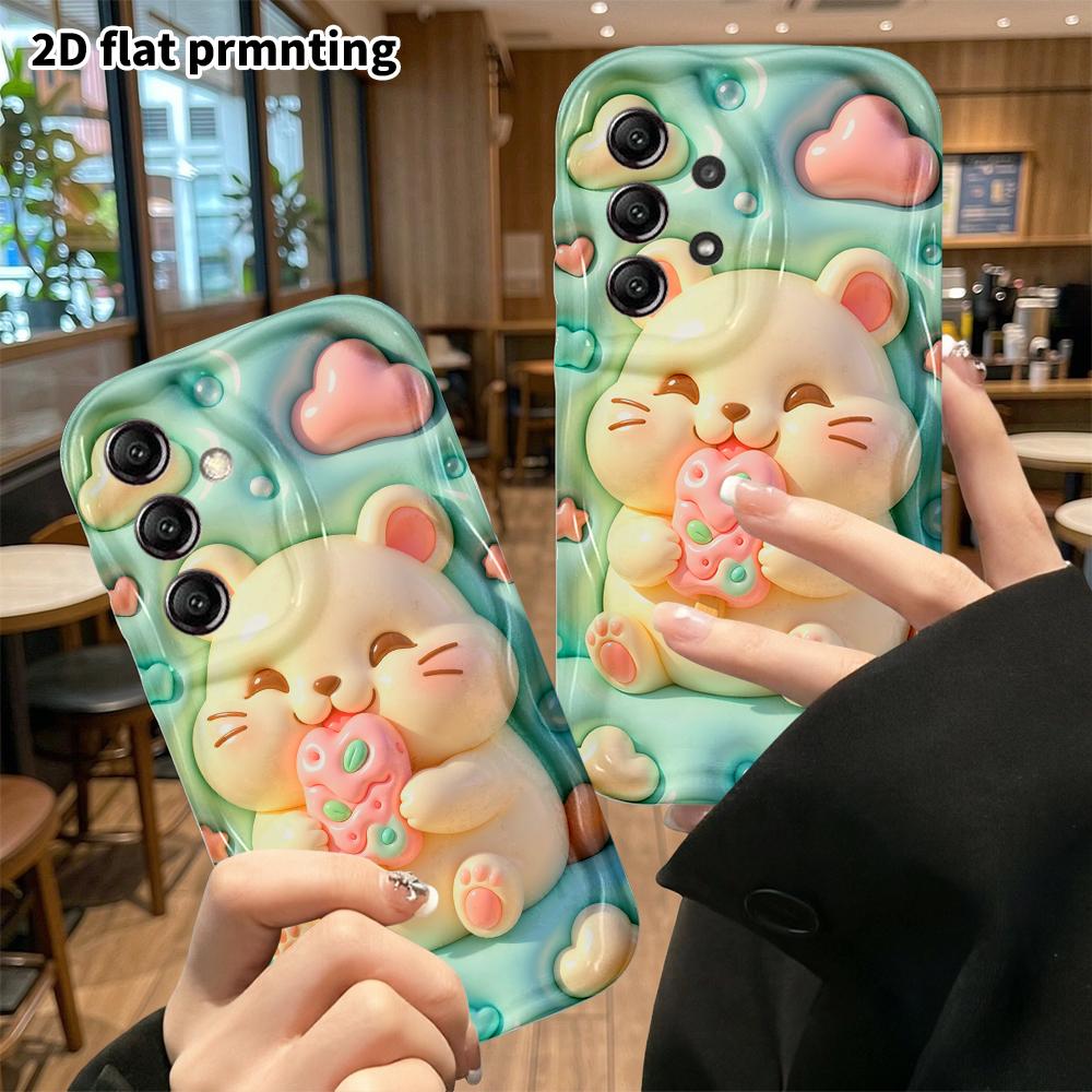 Phone Case: 2D flat design suitable for Samsung Galaxy A34 A35 M05 M06 S20 S22 S21 FE Plus 5G protective case, popsicle hamster, perfect Christmas and
