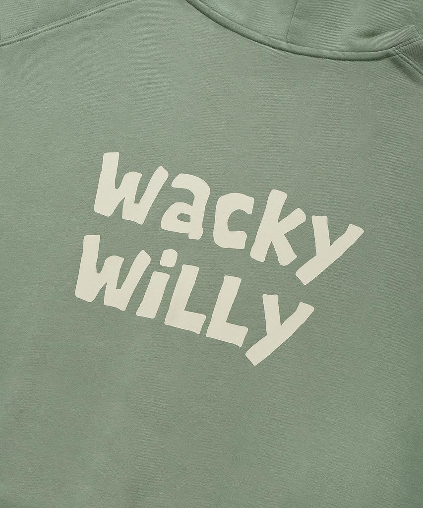 Худи с логотипом Wacky Willie, подписанное, зеленое