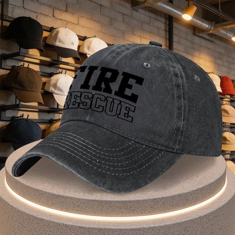 FIRERESCUE English Letter Pattern Baseball Cap Adjustable Casual Visor Hat for Outdoor Sports Daily Wear Party