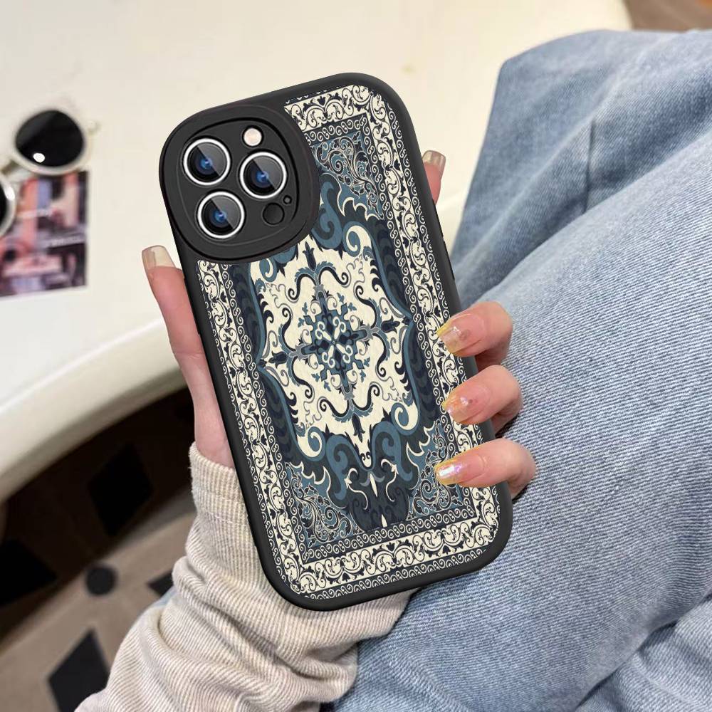 Чехол для телефона с цветочным узором в стиле персидского ковра для iPhone 16 15 14 13 12 11 Pro Max Plus Кожаный противоударный чехол