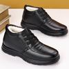 Fashion Leather Shoes Winter Velvet Mid-top Lace-up Boots Middle-aged And Elderly Cotton Shoes Warm Outdoor Casual Warm Men Shoes 38-44