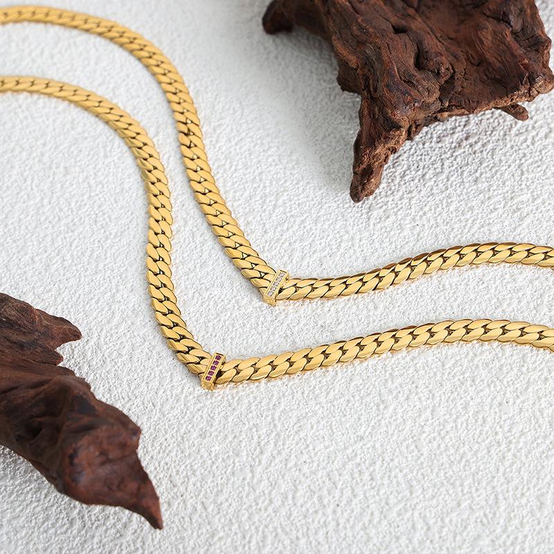 Цепочка из нержавеющей стали 316L для женщин, с покрытием из 18-каратного золота, инкрустированная цирконами, женские толстые колье в стиле хип-хоп и рок