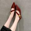 Women's Retro Flat Heel Outdoor Casual Mary Jane Red New Flat Shoes Fashion Shallow Slip On Ladies Pointed Elegant Soft Shoes