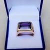 Кольцо из стерлингового серебра 925 пробы с аметистом и наполнением из розового золота, ювелирное изделие, кольцо-печатка с аметистом