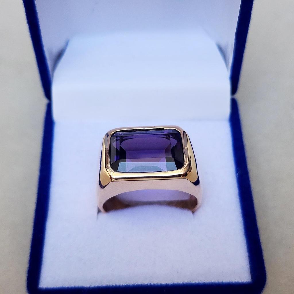 Кольцо из стерлингового серебра 925 пробы с аметистом и наполнением из розового золота, ювелирное изделие, кольцо-печатка с аметистом