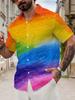 New Men'S Casual Short-Sleeve Shirt with a Colorful Pattern Resembling Rippling Water, Featuring a Dreamy Rainbow Gradient. Perfect for Festive