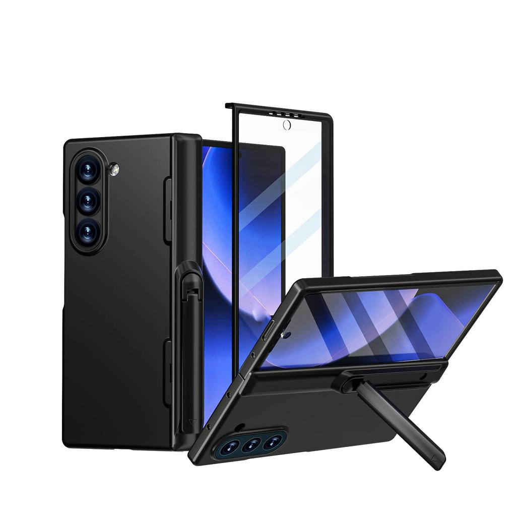 Чехол для Samsung Galaxy Z Fold 6, Встроенная защита экрана, Защита шарнира, Подставка, Защитный чехол на все тело