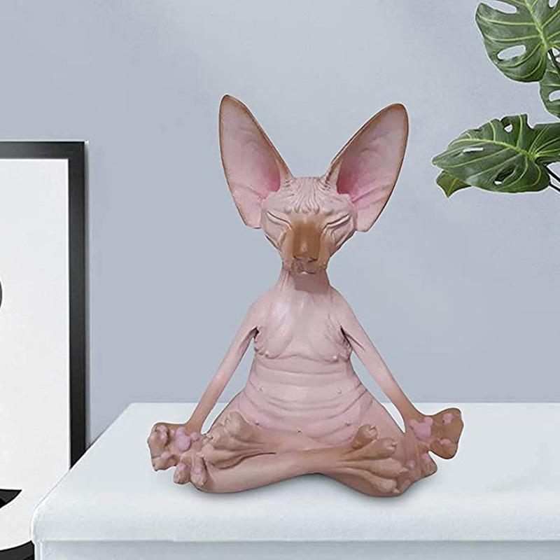 1PC Милая Медитация Кошка Коллекция Статуя Миниатюрная Ручная Работа Кукла Животных Украшения Дома