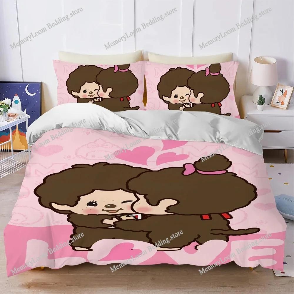 Милый M-Monchhichi-Мультяшный Комплект Пододеяльника Домашний Стиль Постельное Белье Мягкий Хлопок для Стирки Кровать Четыре Сезона Студенческое Общежитие Домашний Текстиль