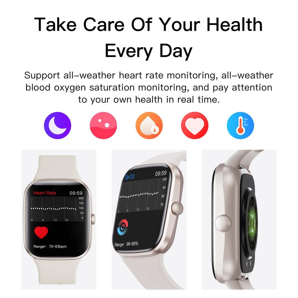 Новые умные часы унисекс AMOLED: Контролирует артериальное давление, уровень кислорода, частоту сердечных сокращений, отслеживает шаги и поддерживает звонки по Bluetooth