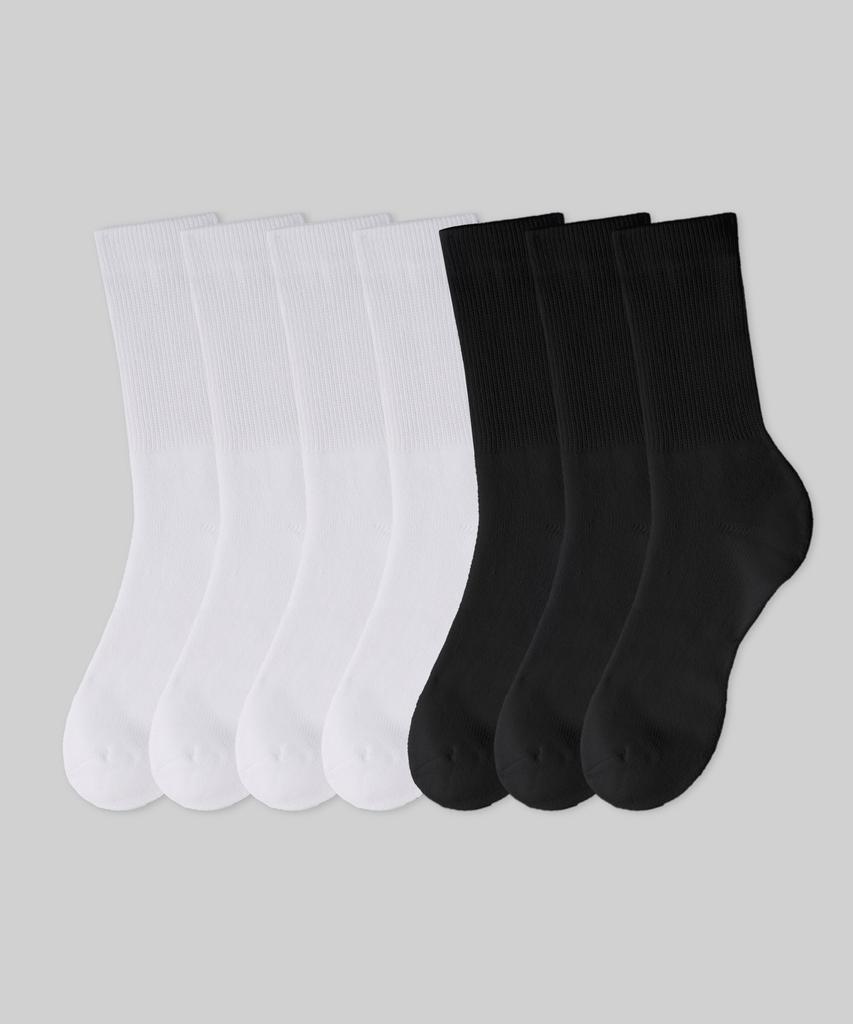 MUSINSA STANDARD Heritage Athletic Crew Socks 7-Pack [White/Black]