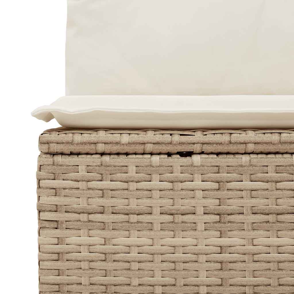 2 Piece Garden Sofa Set with Cushions Beige Poly Rattan & Acacia