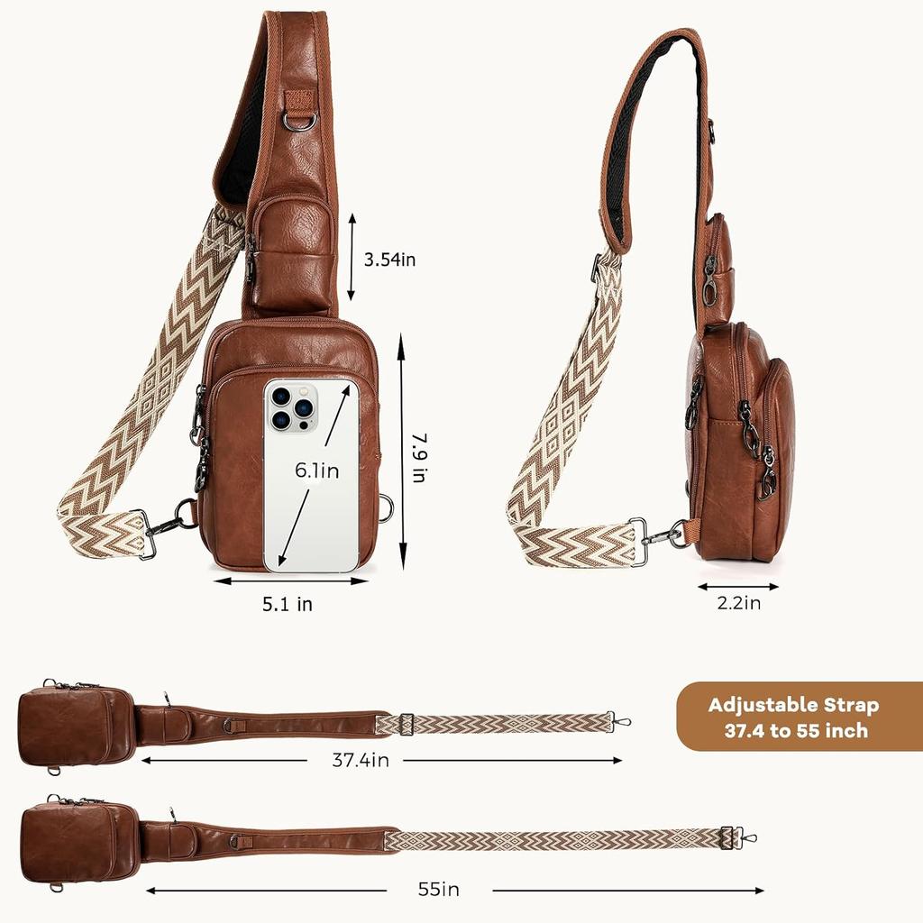 Crossbody Bags for Women Vegan Leather Sling Bag with Zipper Lock RFID Crossbody Purse for Travel