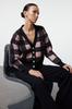 Women's Elegance Style Cardigan Black Soft Textured Plaid Checked Knitwear Cardigan