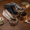 Polka Dot Silk Scarf Cuff Bangles Ribbon-Wrapped Ethnic Style Wristband Jewelry Accessories