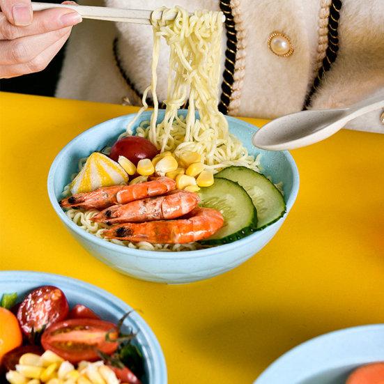 1 Set Rice Bowl Drainage Design Kitchen Accessories Leak-proof Salad Ramen Bowl with Chopsticks Fork Spoon Modern Eat Food BPA Free
