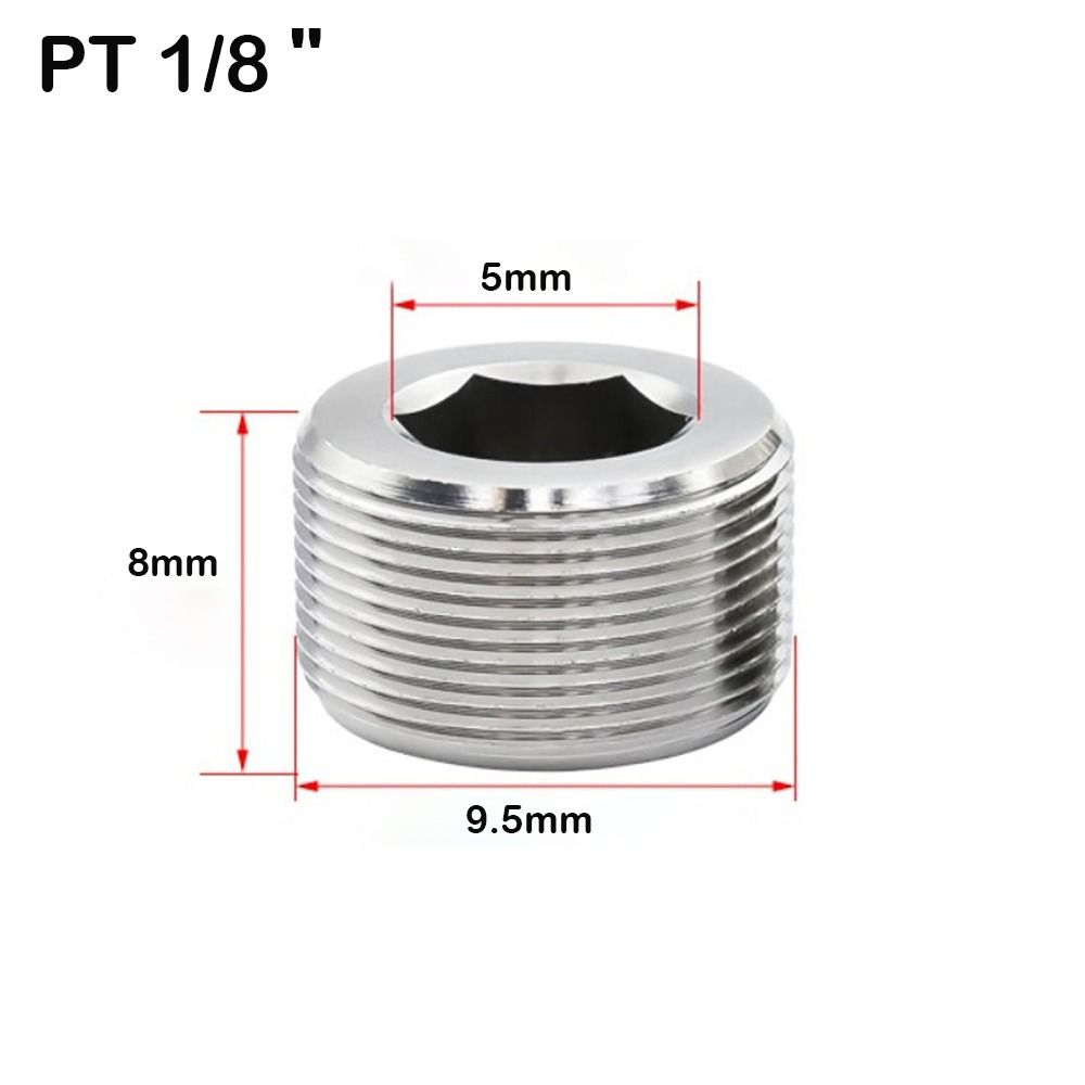 Silver Male Thread Hexagon Plug 304 Stainless Steel Tube Plug Sealing Pipe Port Hardware