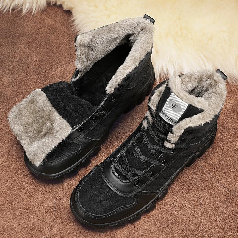 Men's Boots Winter New High-top Workwear Men's Ankle Boots Warm Cold-proof Cotton Shoe Plush Platform Thickened Men's Snow Boots