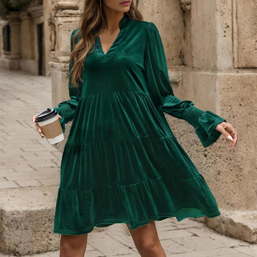 Women's Autumn Long Sleeve Solid Color Dress