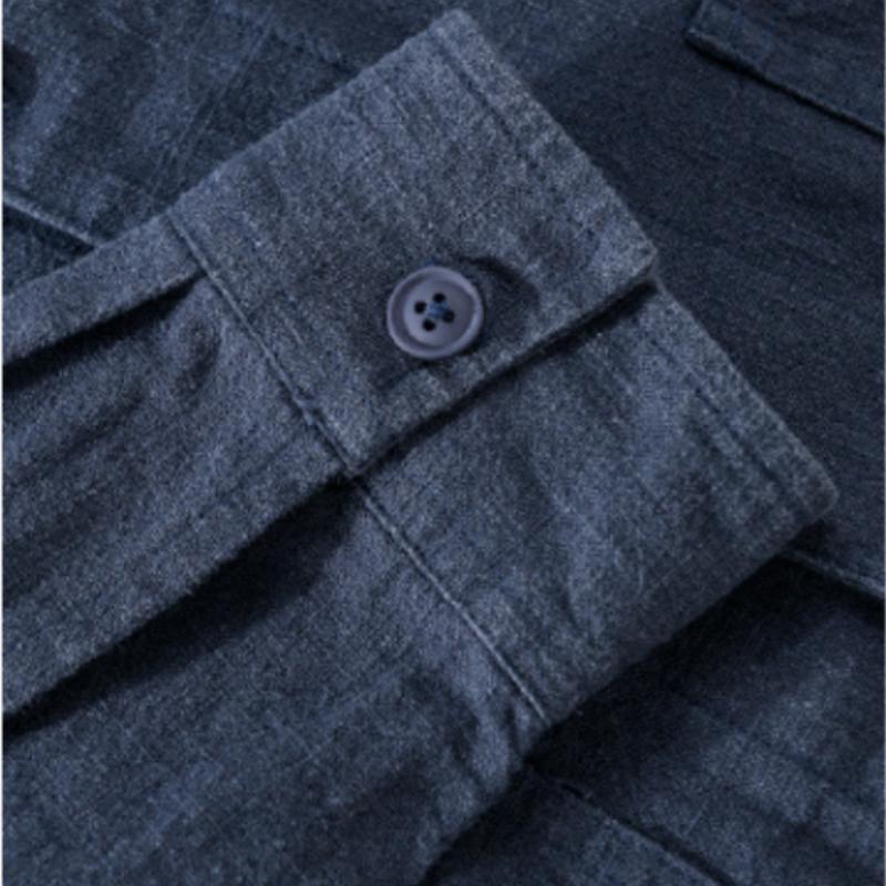 Мужская рубашка с длинным рукавом Повседневная одежда в стиле ретро Харадзюку Однотонная уличная куртка