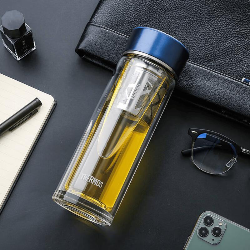 Thermos Стеклянная бутылка-заварник для чая с двойными стенками, 400 мл
