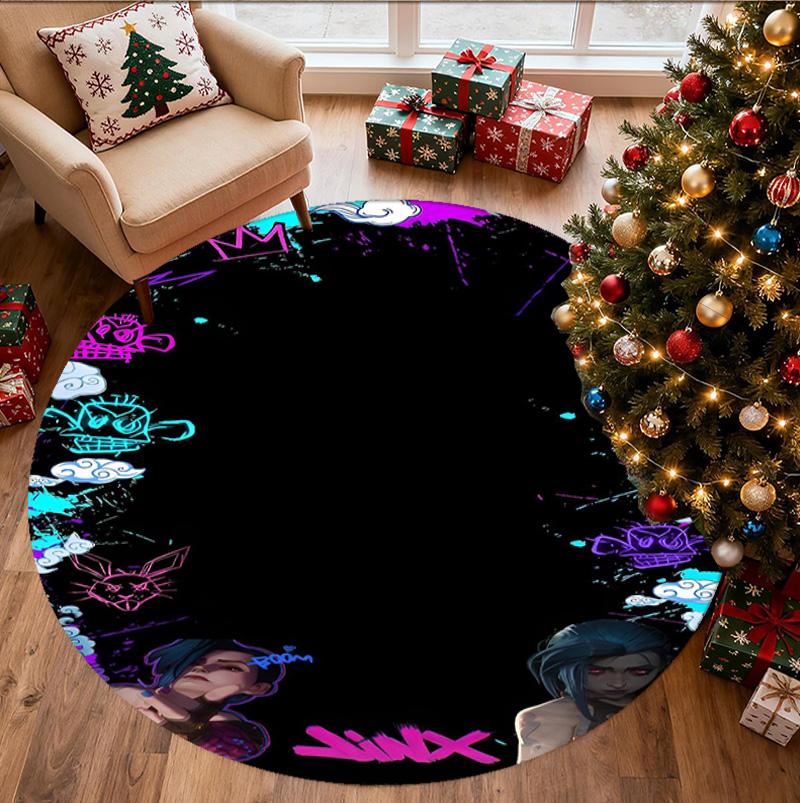 Jinx Pattern Round Rug, Indoor/Outdoor Mat, for Picnic, Gameroom, Bedroom, Office, Living Room, Home Decor Carpet, Birthday Gift