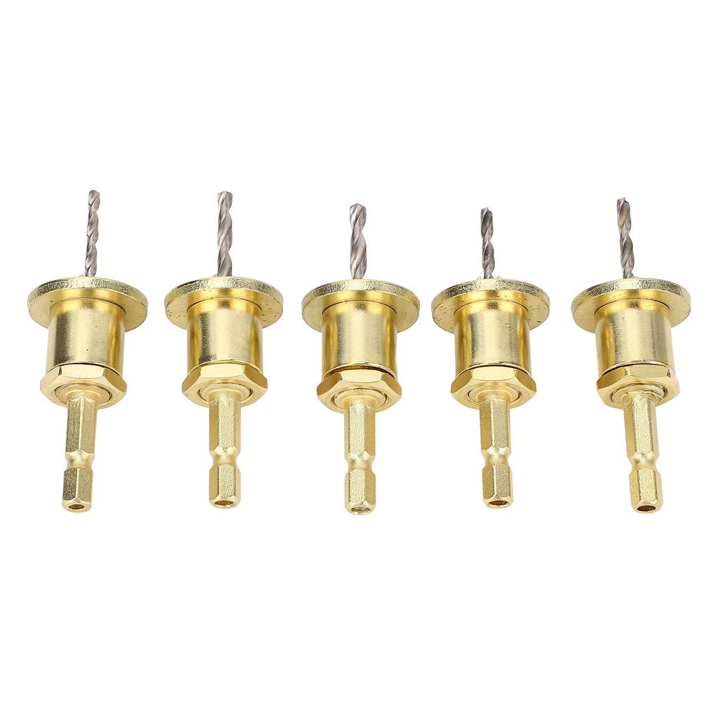 5Pcs Countersink Drill Bit Set 1 4in Adjustable Hex Shank 2.8 4mm Cone Hole Counterbore Router with Stop Screw 10mm Dia