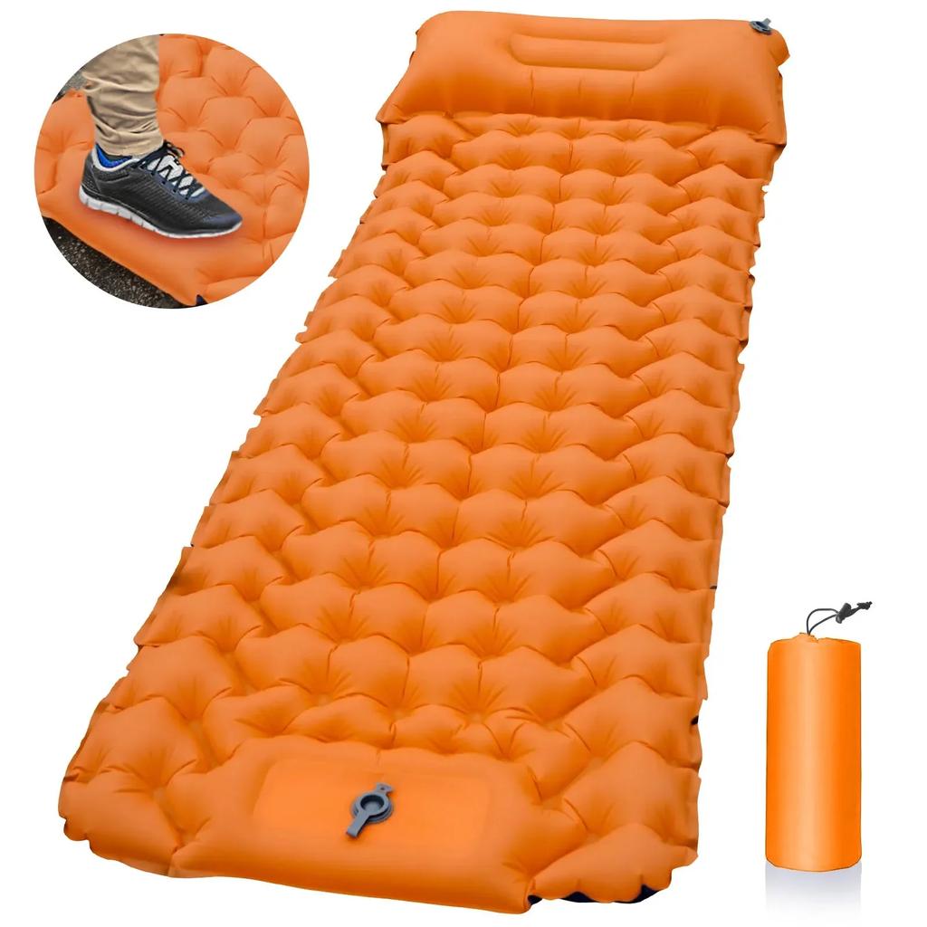 Outdoor Use Sleeping Pad Camping Inflatable Mattress with Pillows Travel Mat Folding Bed Ultralight Air Cushion Hiking Trekking