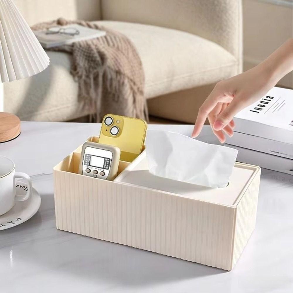 3 Compartments Napkin Holder Removable Lid Desktop Organizer Modern Tissue Dispenser Bedroom