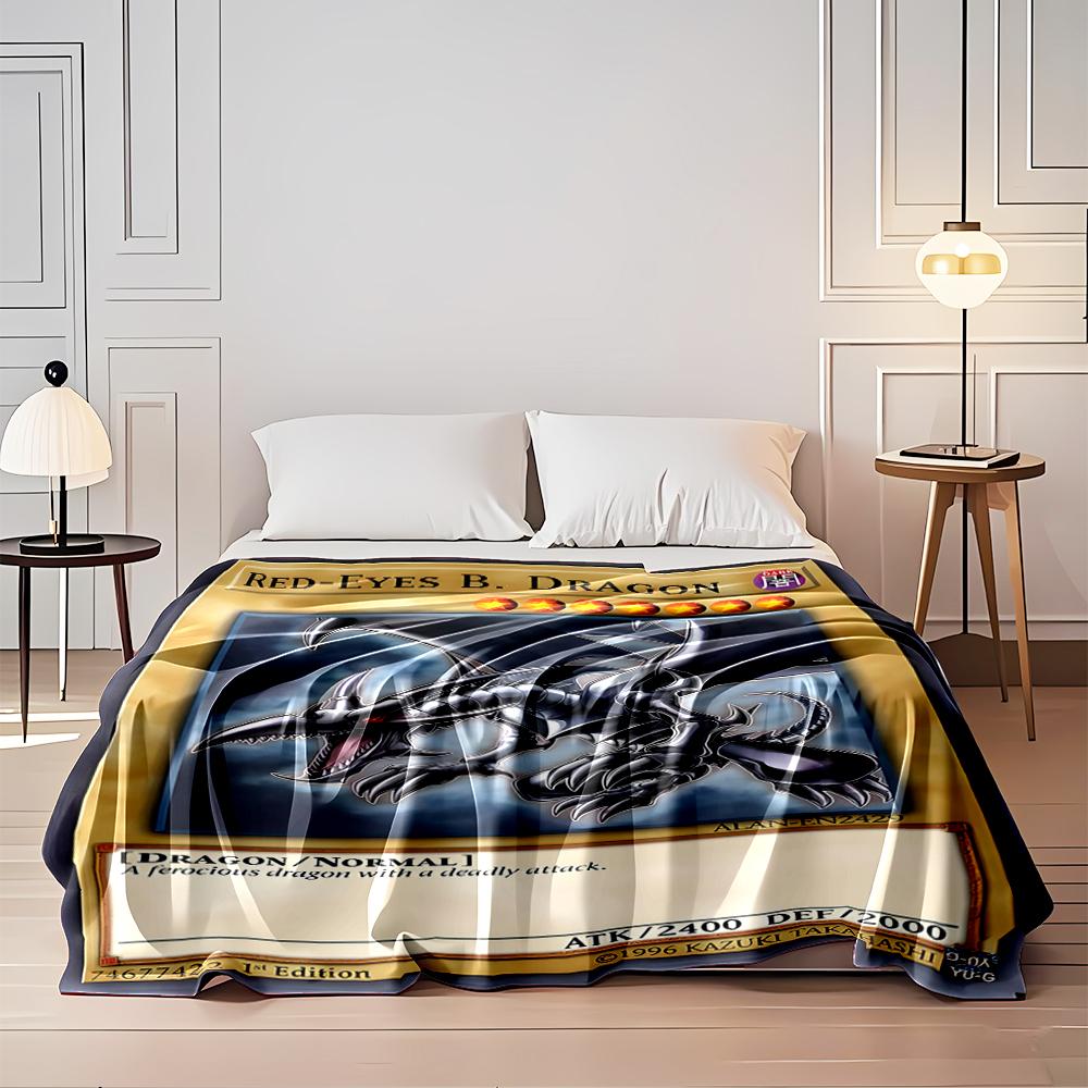Red-Eyes Black Dragon Anime Card Design Flannel blanket for bedroom, living room, sofa, and nap sofas.
