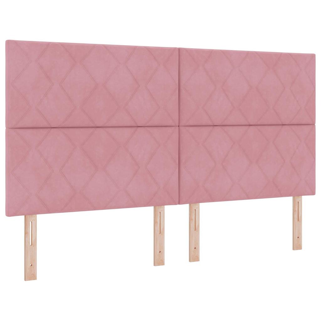 Ottoman Bed with Mattress and Headboard 2 Pieces Pink Velvet