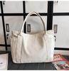 Canvas Bag Women's Large Capacity Shoulder Tote Bag Solid Color Hobo Bag