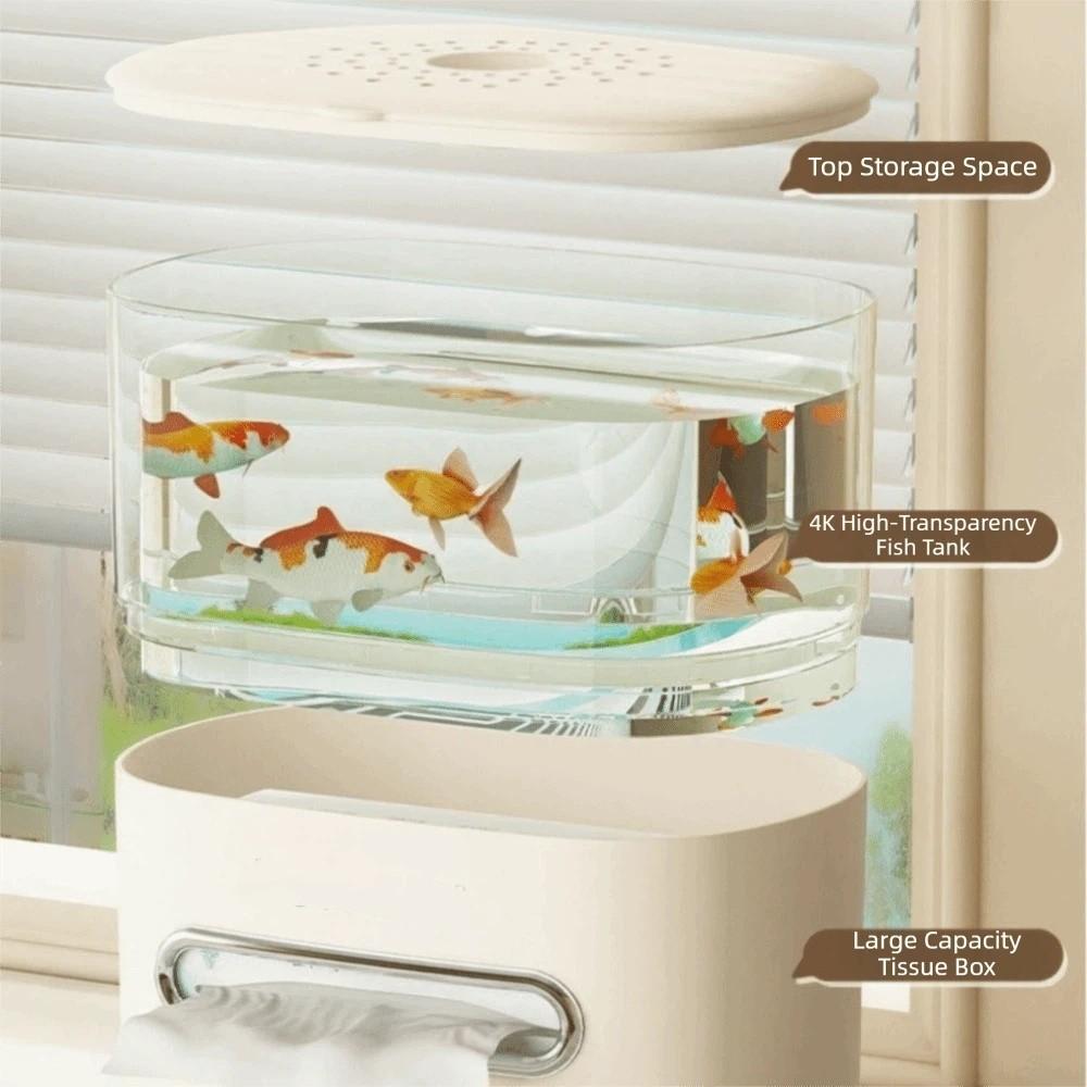 Non-slip Tissue Box Transparent Desktop Fish Tank Multi-Functional Storage Box  Bedroom