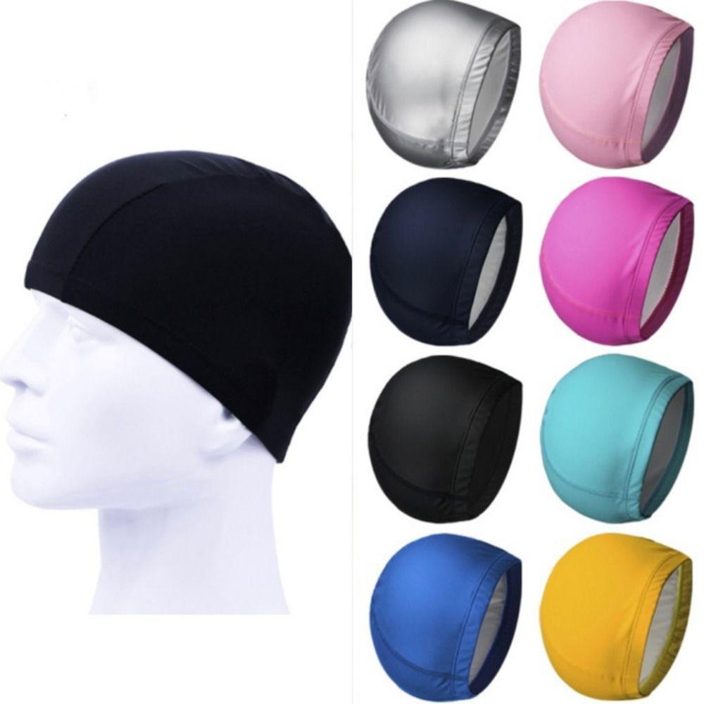 Sports High Elastic Waterproof Protect Ears Swim Pool Hat Swimming Caps PU Fabric