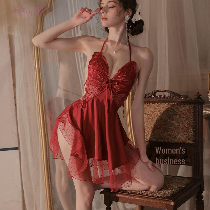 Ночная рубашка Butterfly Satin с подушечками для груди - сексуальный пижамный комплект для женщин