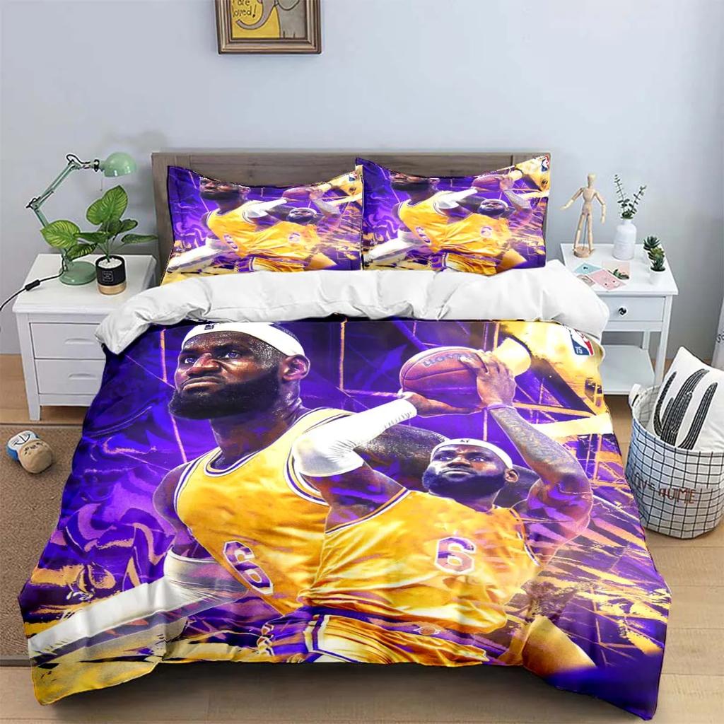 2025 Модный Звезда Баскетбола A-LeBron J-James Печать Комплект Постельного Белья Пододеяльник Одеяло Постель Молодежь Дети Девочки Мальчики Подарок на День Рождения
