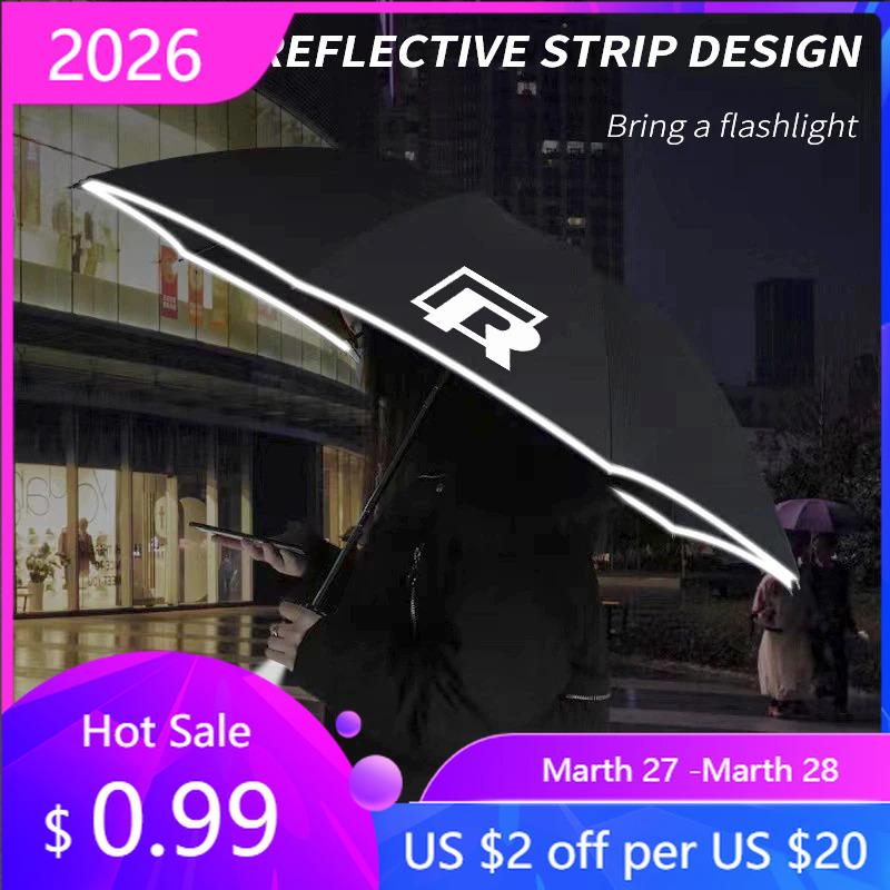 VW GTI GOLF 2026 Hot For VW VOLKSWAGEN Car Led Light Automatic Folding Windproof Sunshade Umbrella For Volkswagen R Tiguan Arteo