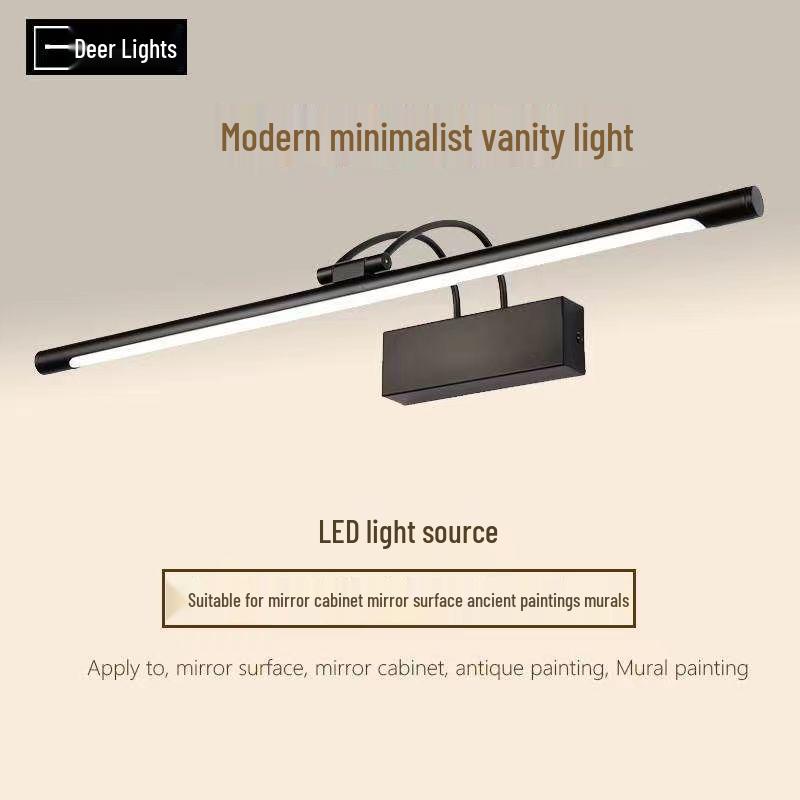 Punch-Free LED Vanity Light: Double-Bend Wall-Mounted, Waterproof, Fog-Proof Makeup Mirror Light with Iron Bracket for Bathroom