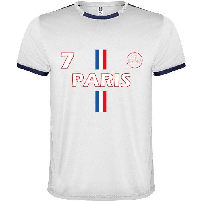 Ensemble Foot Homme - Short Bleu Marine et 2 Tee-shirts Paris - - Bleu