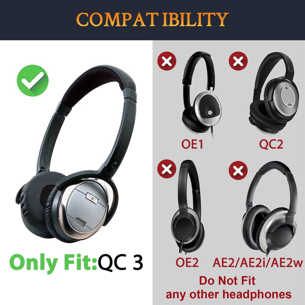 Ремонтный комплект SOULWIT для гарнитуры Bose QC3 - Запасные части (Несовместимо с OE1) - черный