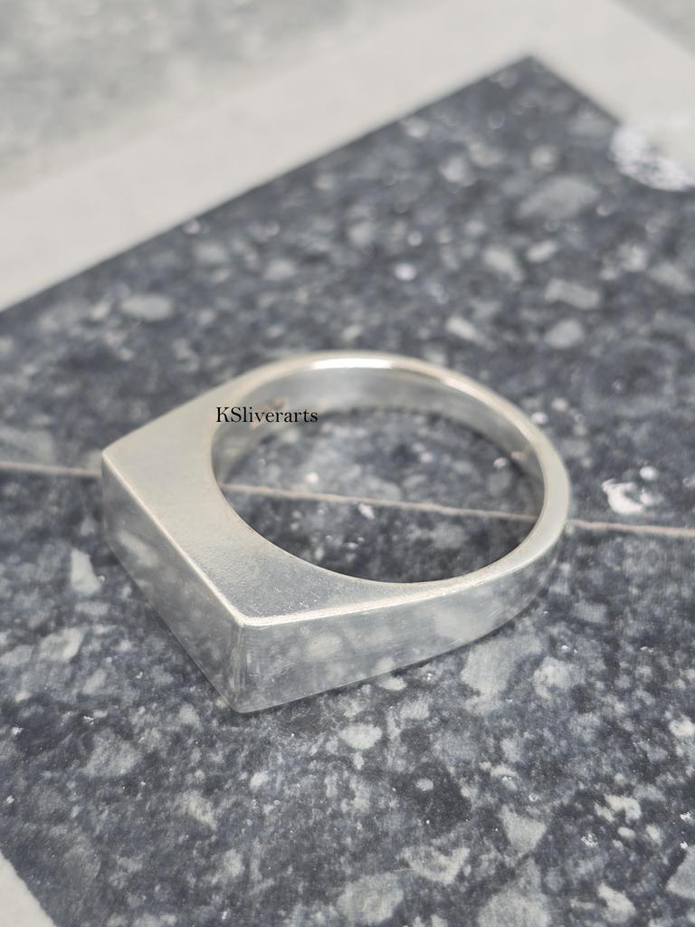 925 Sterling Silver Signet Ring Chunky Silver Rings Statement Rings For Men Minimalist Handmade Ring, Dome Signet Ring, Gift for Him