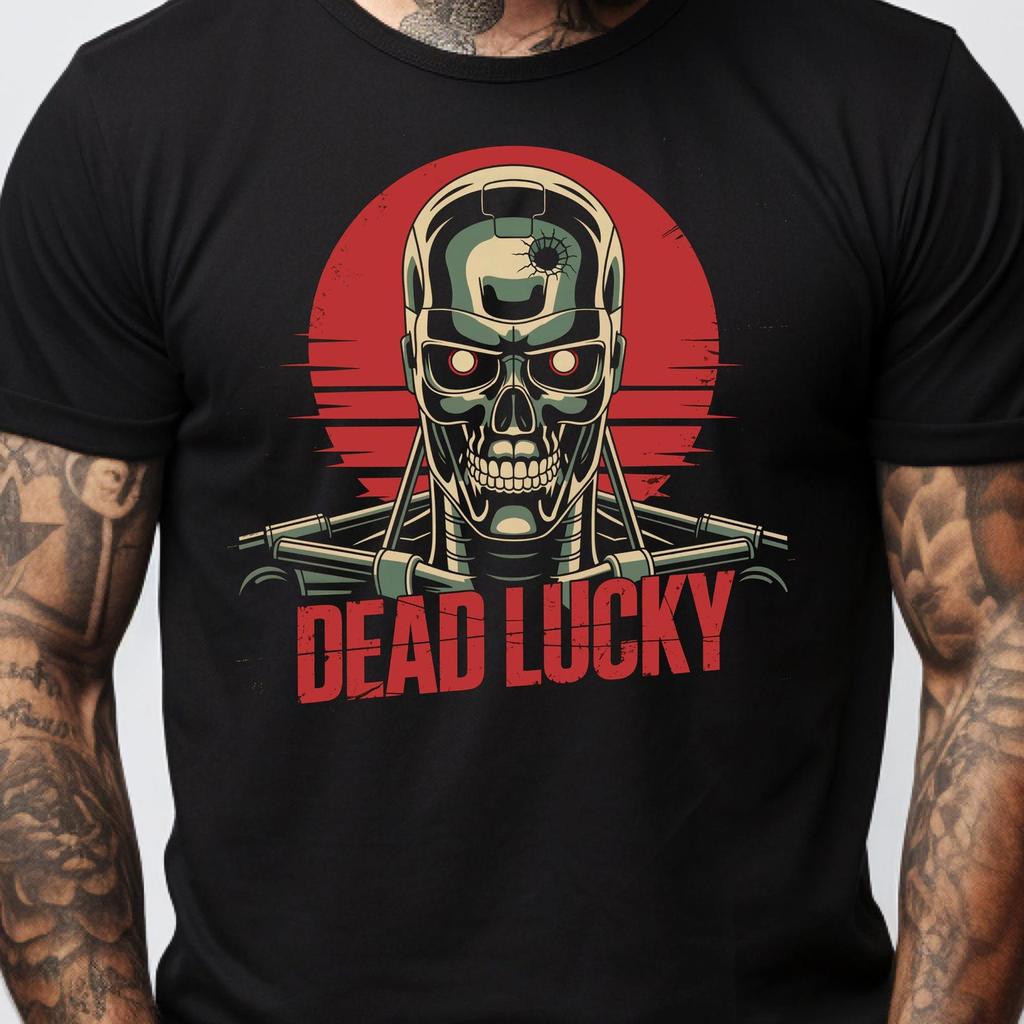 Cyborg Skull Graphic Tee: Edgy Sci-Fi Punk Shirt