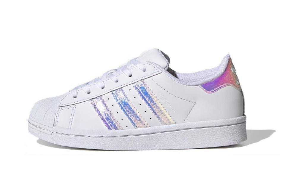 adidas Оригинальная коллекция Superstar Низкие кеды для катания на скейтборде Детские Белый Излучение Дети Возраст 3–7 лет FV3147