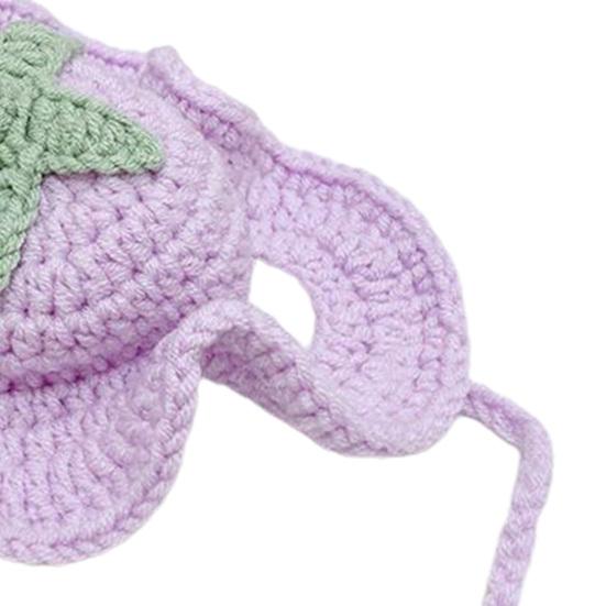 Шапка для питомца Деликатная отделка Подвеска Декор Высокая эластичность Милый питомец Регулируемый ремешок Вязаная шапка для вечеринки