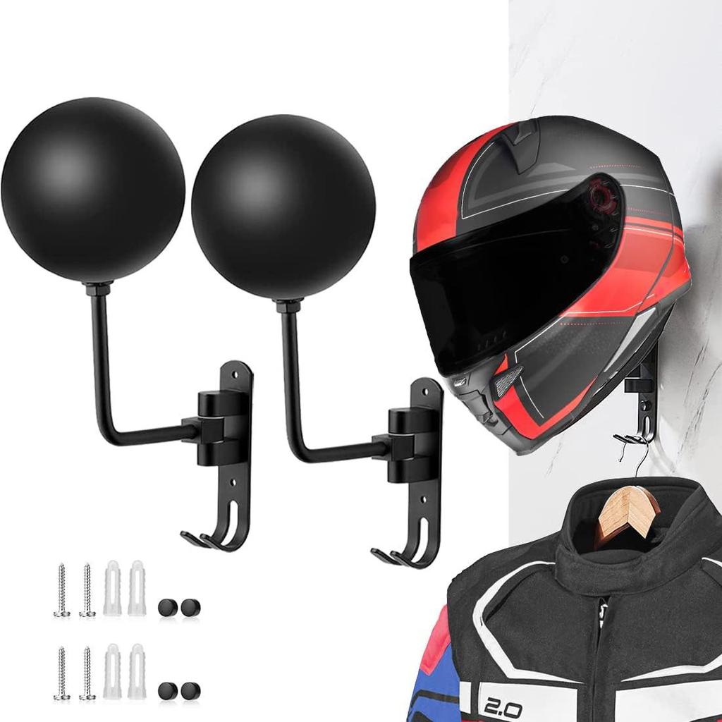Motorcycle Helmet Holder Wall Mount 180° Rotation Helmet Hanger Helmet Stand Rack Storage Hook for Motorcycle Bike Helmets