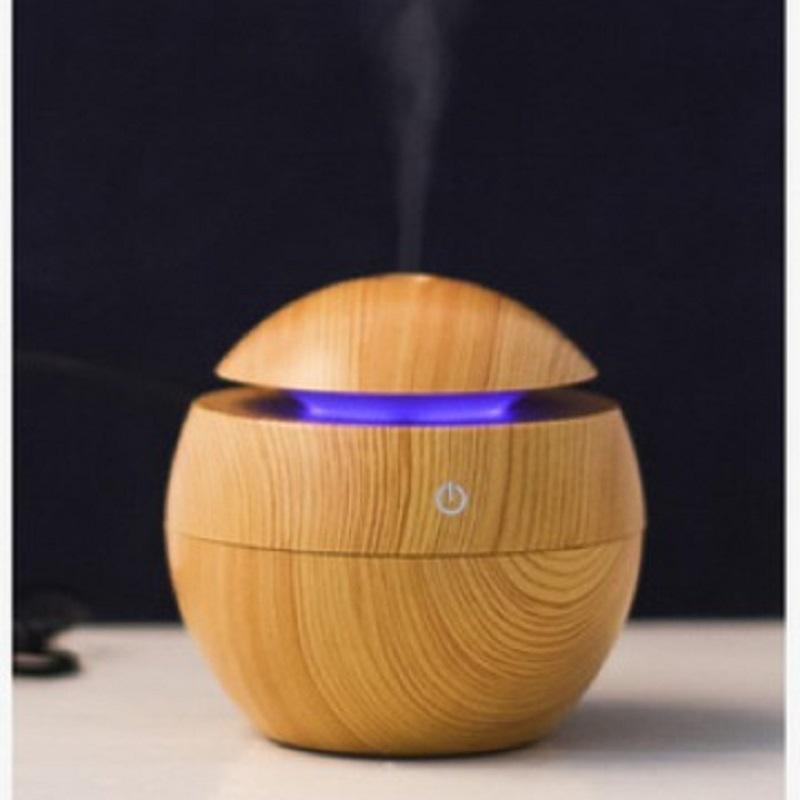 Portable Mini Wood-Grain Spherical Desktop Air Humidifier Purifier Aromatherapy Machine for Home Large Capacity