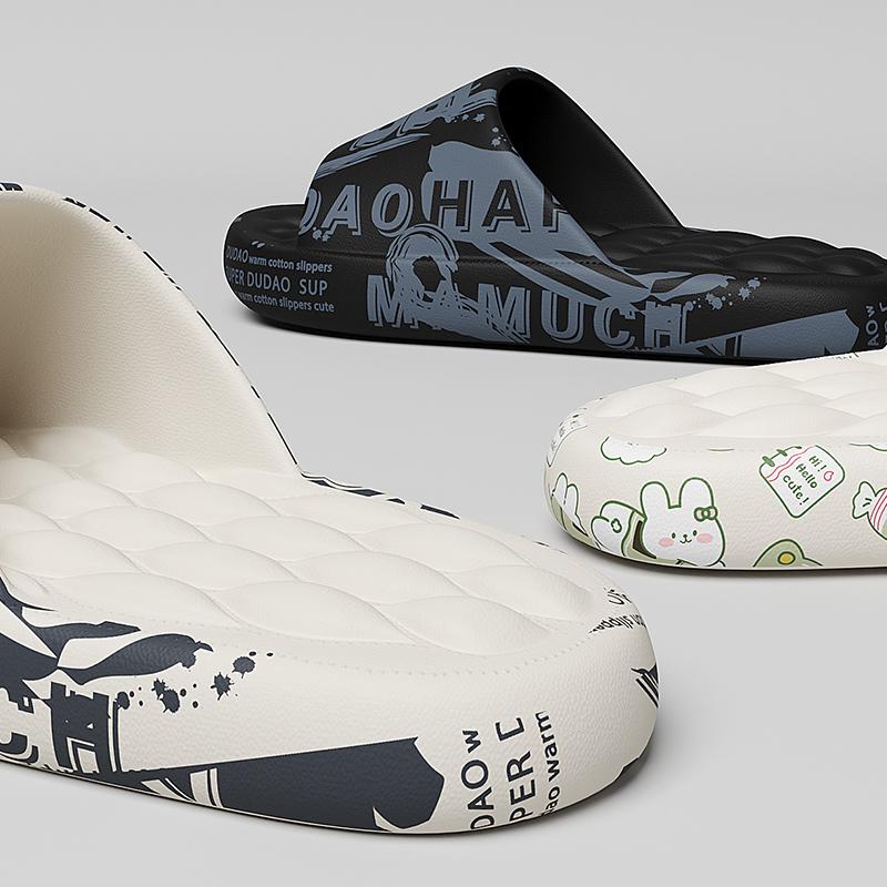 Закажите на размер больше мужские летние тапочки пляжные сандалии шлепанцы с принтом на толстой подошве для мальчиков и девочек унисекс домашняя банная обувь большой размер 44-45